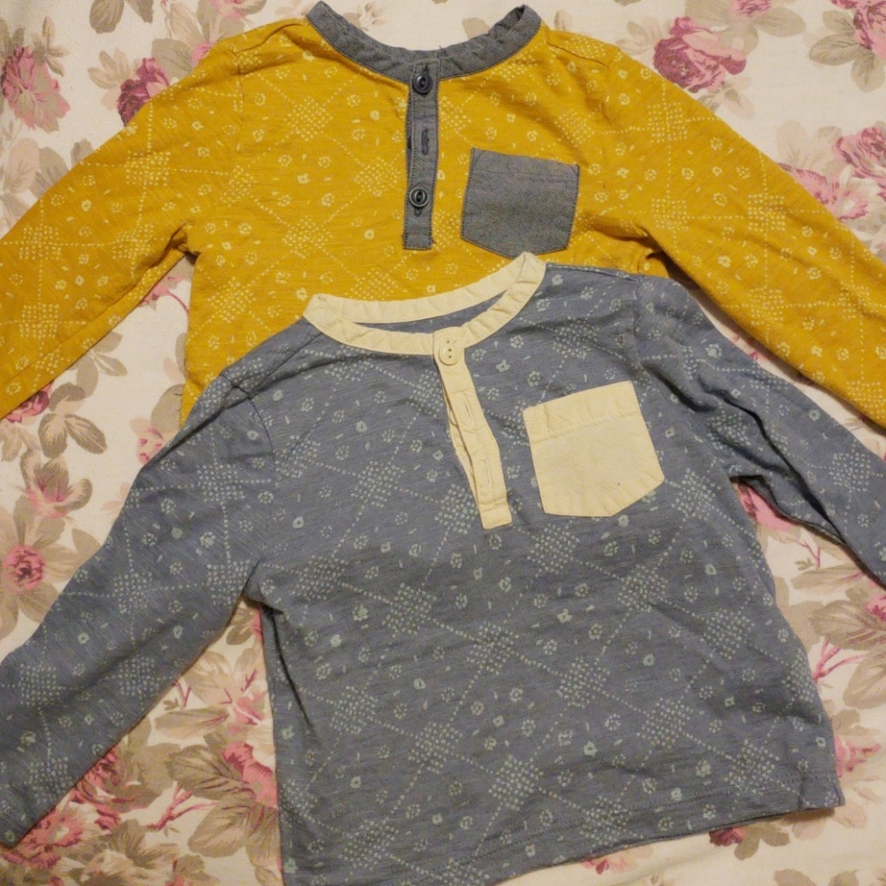 A blue and yellow long sleep shirt for boy